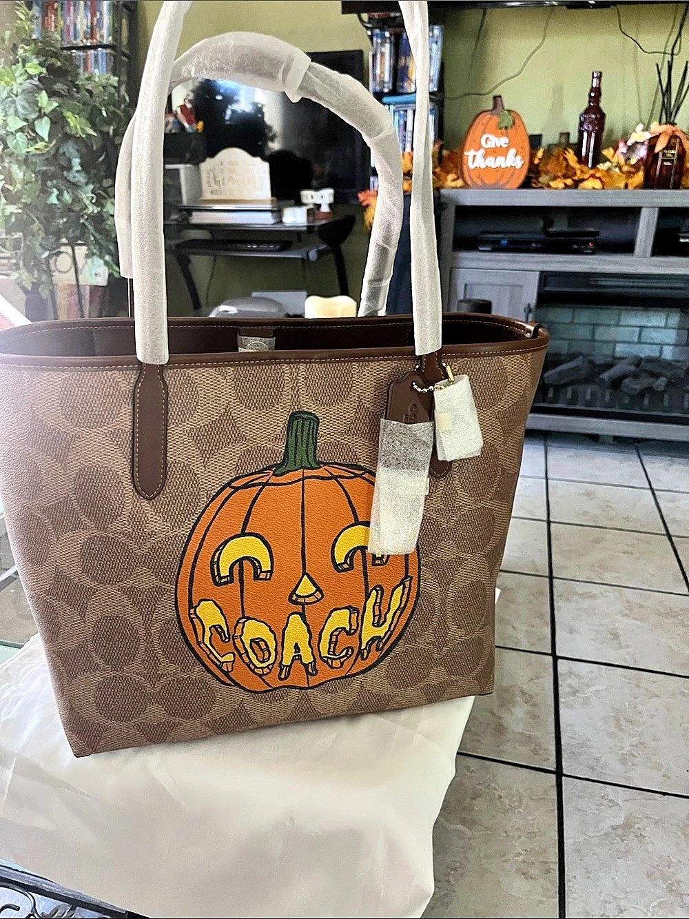 Coach City Tote Pumpkin Brown NWT